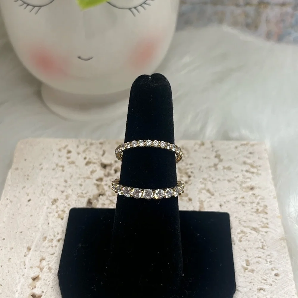 Set of Cubic Zirconia 10k yellow gold eternity bands - Picture 8 of 10
